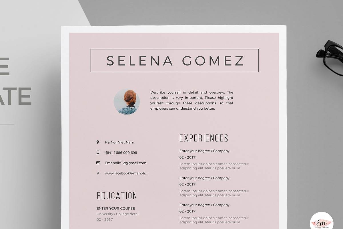 Purple Elegant Resume, a Resume Template by Emaholic Template (Photo 4 of 5)
