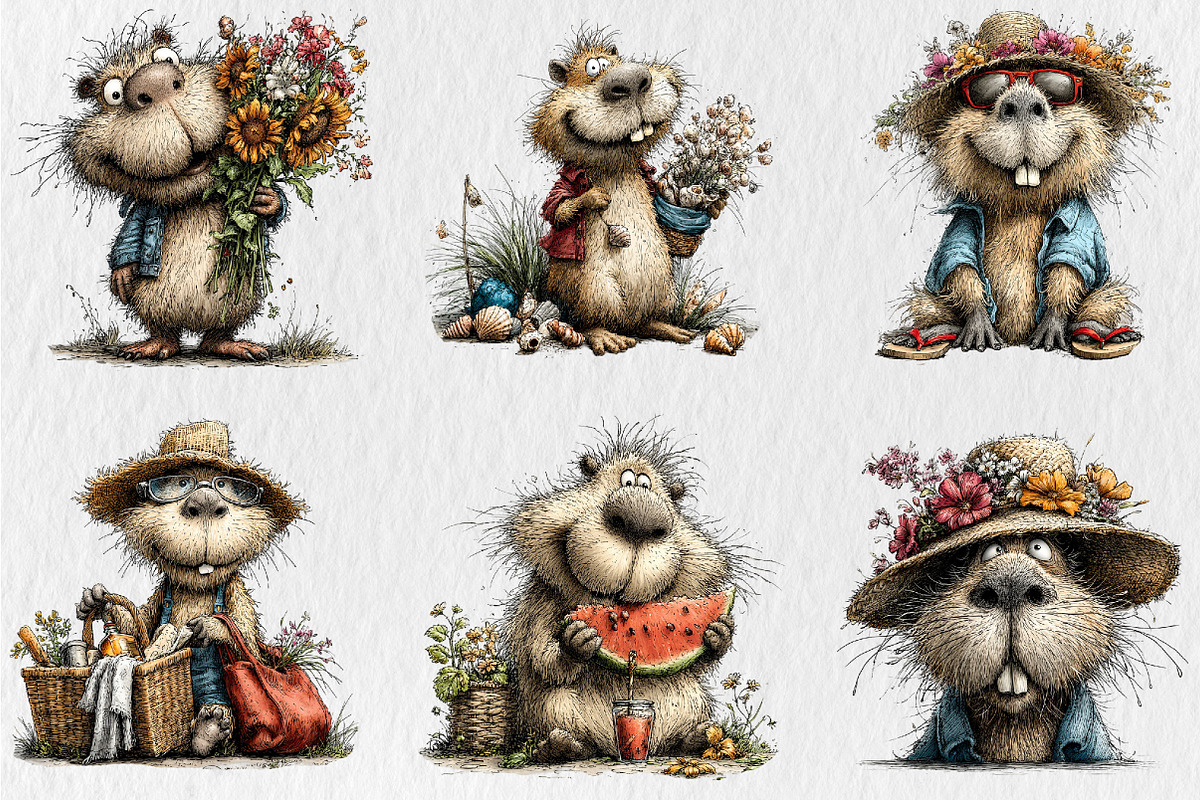 Whimsical Summer Capybara Clipart, a Seasonal Illustration by Rose Art (Photo 3 of 6)