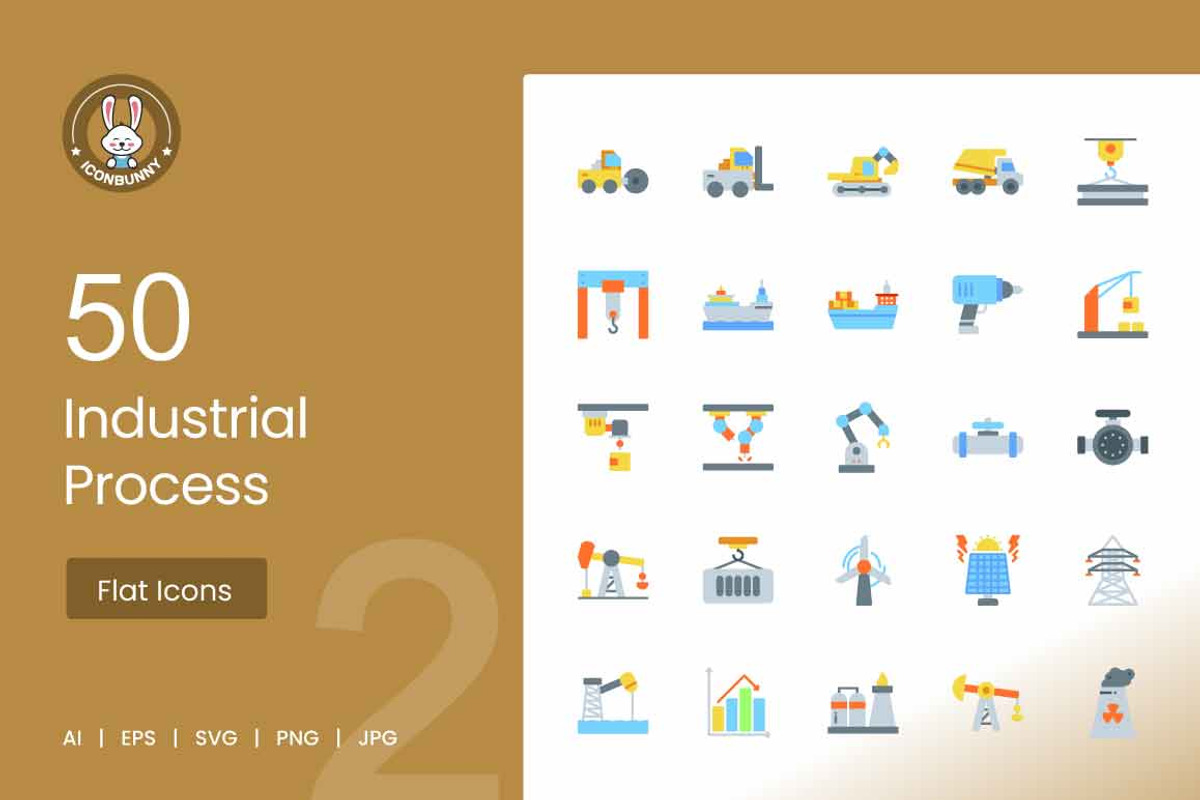 Industrial Process Flat Icons, an Icon by IconBunny
