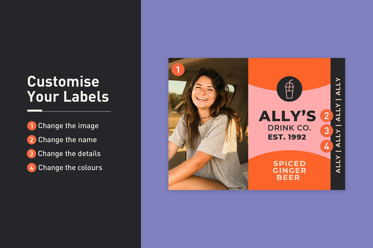 Ally Bottle Label Template, a Stationery Template by Mountain Folk Creative (Photo 3 of 5)