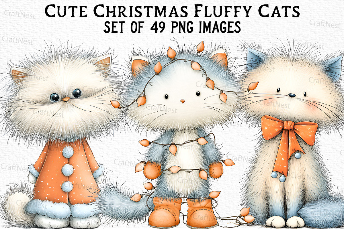Cute Christmas Fluffy Cats, an Illustration by Craft Nest (Photo 1 of 6)