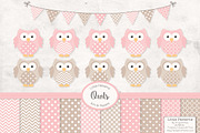 Soft Pink Vector Owls & Paper, an Animal Illustration by Amanda Ilkov (Thumbnail 1 of 3)