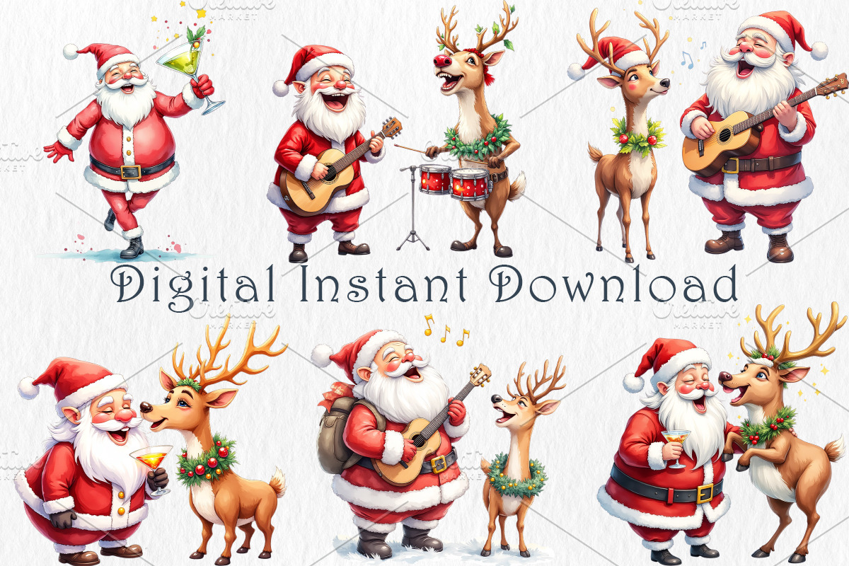 Funny Santa Clipart Bundle., a Seasonal Illustration by GalaDesign03 (Photo 3 of 7)