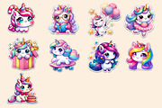Kawaii Unicorn Stickers Clipart, an Illustration by Dream Creation (Thumbnail 4 of 4)