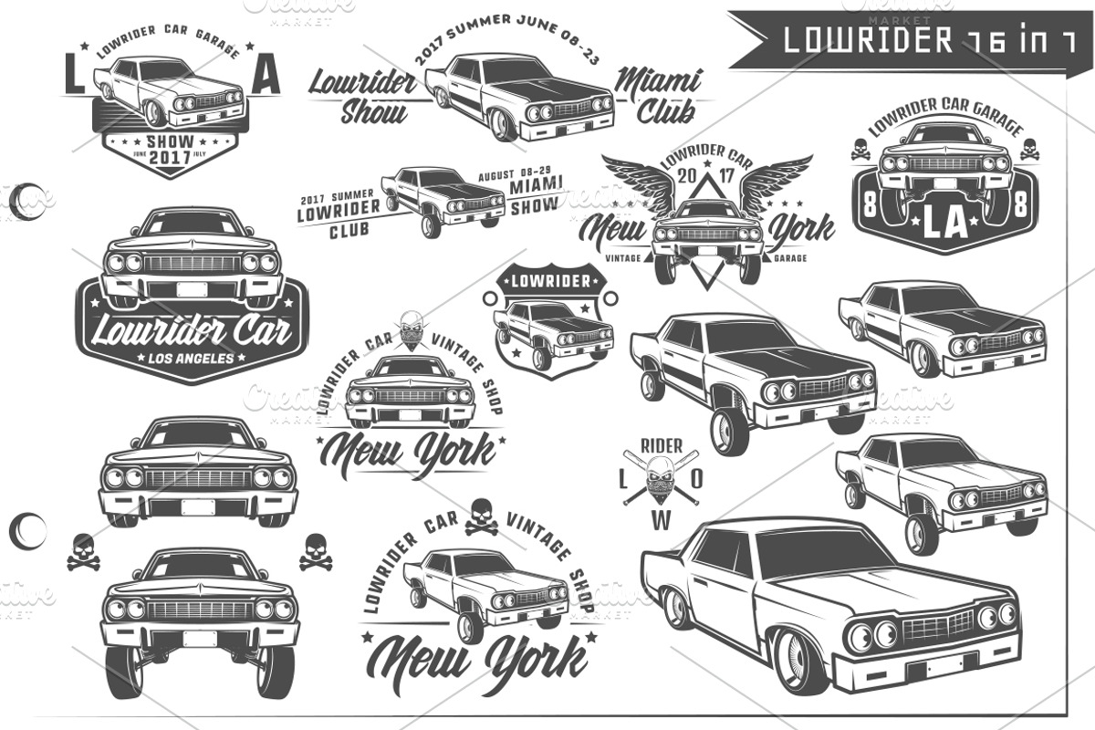 16 in 1 Set of Lowrider cars, an Illustration by Hadanello88 (Photo 2 of 5)