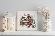 Watercolor Christmas House, a Seasonal Illustration by Vasmila (Thumbnail 2 of 8)