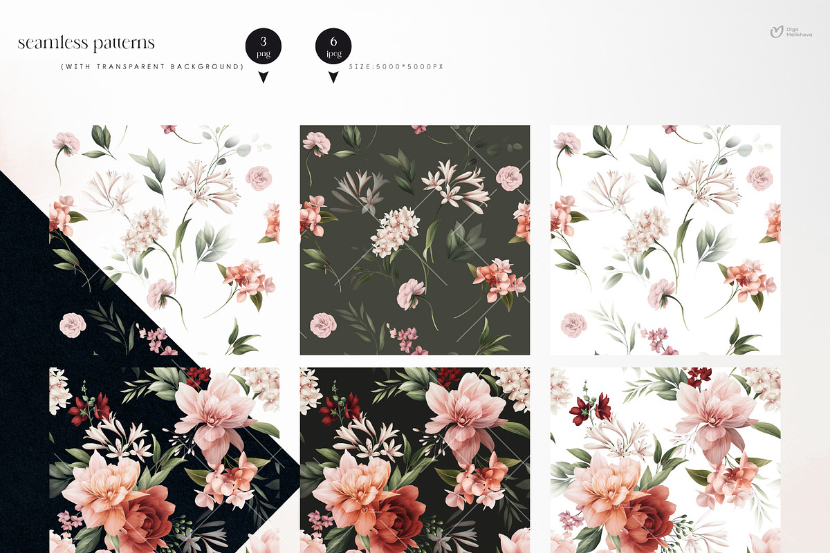 Flowers collection, floral clipart, an Illustration by ollalya (Photo 8 of 14)