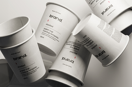 Scattered Paper Cups Mockup, a Cups & Container Mockup by Se٧enStudio
