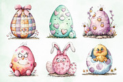 Watercolor Easter Cute Eggs Clipart, an Illustration by Creative Art (Thumbnail 2 of 7)