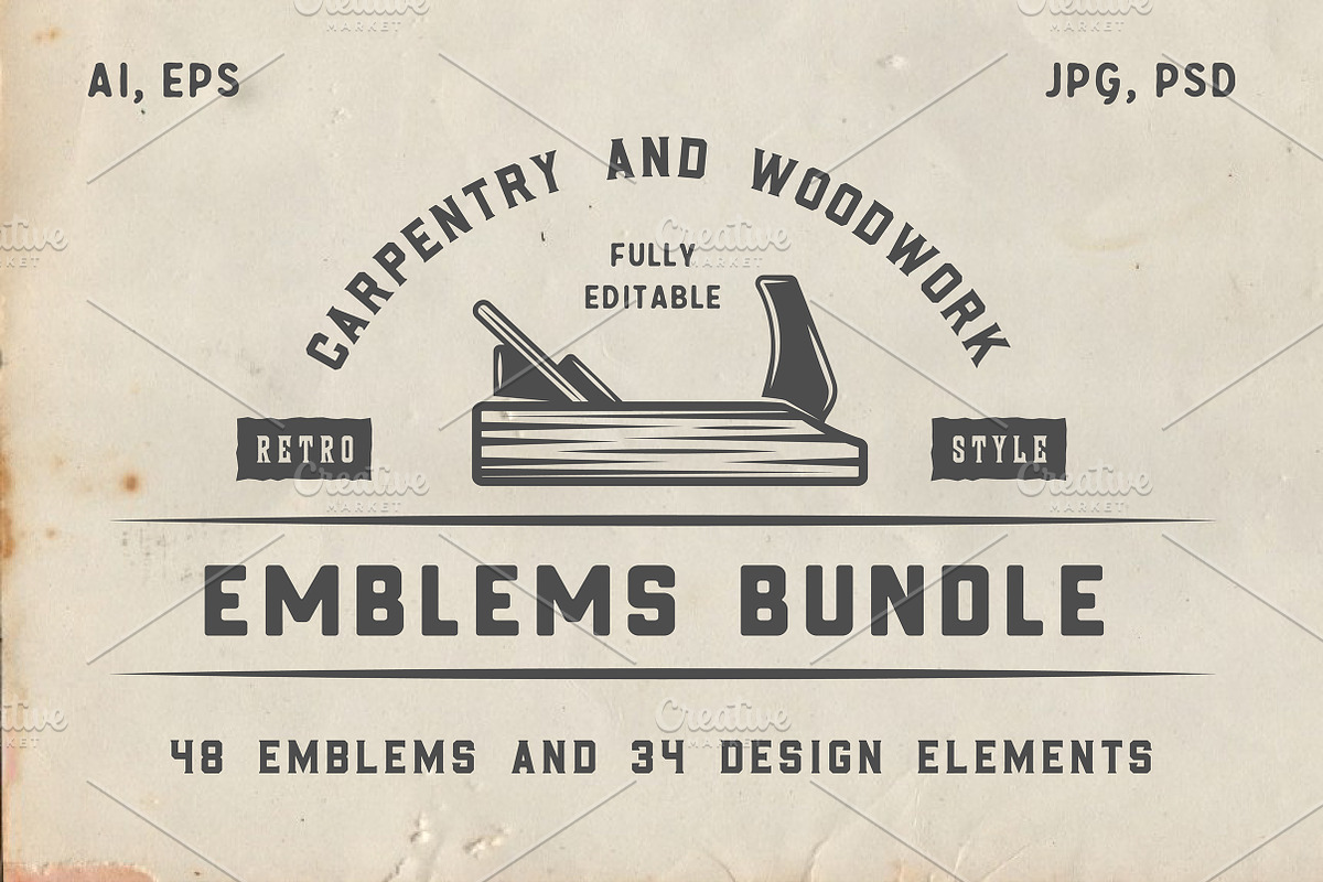 Vintage Carpentry Emblems part 1, a Branding & Logo Template by AkimD (Photo 1 of 10)