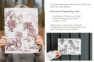 Elephant Toile De Jouy Pattern Set