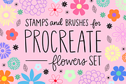 Procreate Stamp Flowers Set, a Brush Add-On by Positively Present (Thumbnail 1 of 10)