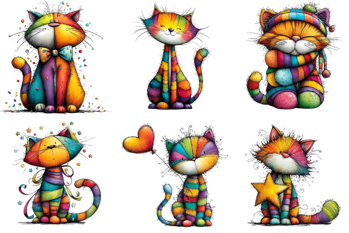 Rainbow Cat Clipart, an Illustration by DreamArtGraphic (Photo 4 of 4)