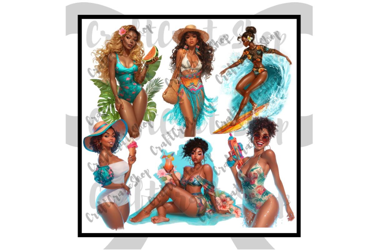 Black Woman Summer girls clipart, an Illustration by CraftCrateShop (Photo 2 of 6)
