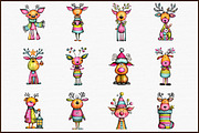 Whimsical Christmas Reindeer Clipart, an Illustration by Sublimation Artist (Thumbnail 3 of 6)