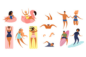 People in swimsuit surfing, on pool, a Person Illustration by sceptical cactus