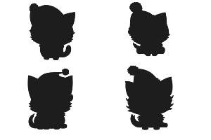 Cartoon Christmas Cats Silhouette 1