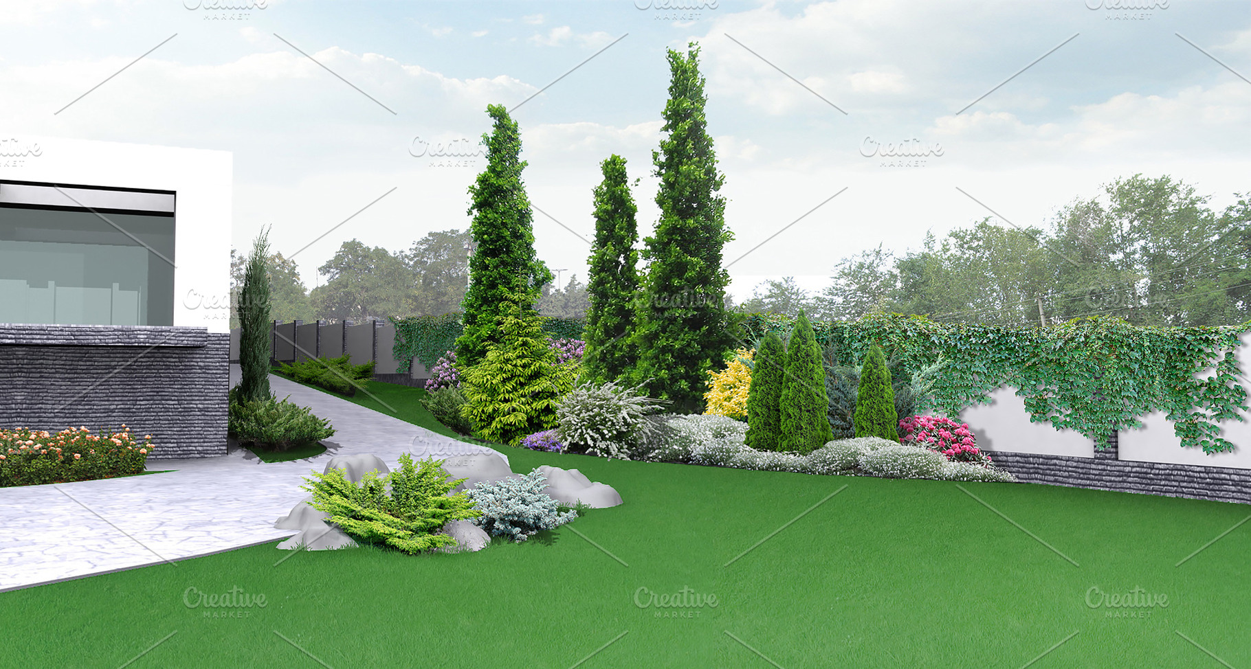 Estate landscape design containing landscape, design, and landscaping, an Architecture Photo by ThreeDiCube