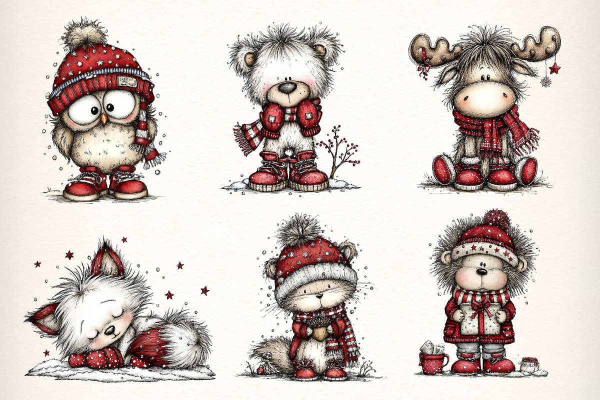Whimsical Winter Clipart Bundle, an Illustration by Dream Creation (Photo 3 of 7)