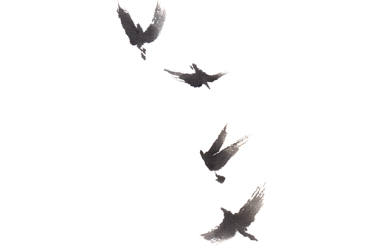 Black pennant sumi-e painting, a Background Graphic by Quetzal Art (Photo 2 of 5)