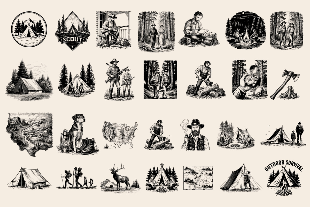 Vintage Outdoor Camping illustration, an Object Illustration by Nocturnal Wolf (Photo 7 of 18)
