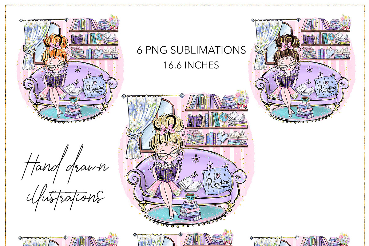 Book Lover Hand Drawn Clipart, a Decorative Illustration by Masha  Studio (Photo 4 of 8)