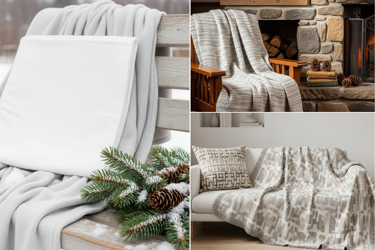 Winter Blanket Mockup 100 JPG, a Household Mockup by KennedyStudio (Photo 6 of 16)