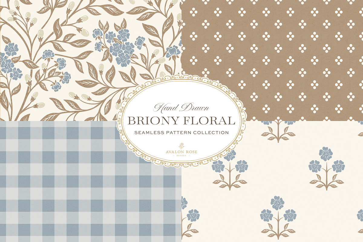 Farmhouse Blue Beige Floral Patterns, a Pattern Graphic by Eclectic Anthology (Photo 1 of 12)