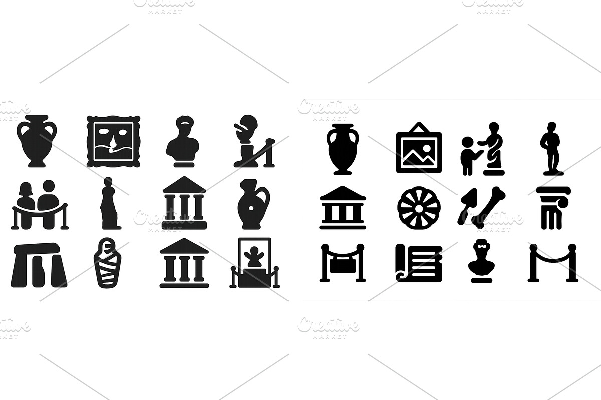 Collection of black silhouette icons, an Object Illustration by ZinetroN