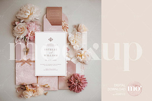 Floral Wedding Invitation Mockup, a Mockup by MoMockups