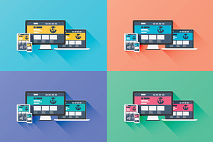 Flat Web Development Vector Icons