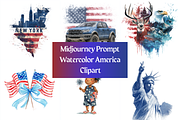 Prompt Watercolor America Clipart, a Decorative Illustration by Creative design (Thumbnail 1 of 7)