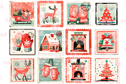 Christmas Postage Stamps Clipart, an Illustration by Markicha Art (Thumbnail 3 of 6)
