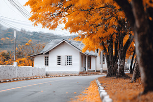 Scenic autumn road lined with orange, a Nature Photo by MistyDay