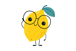 Funny Yellow Lemon Fruit Character, a Food Illustration by TopVectors