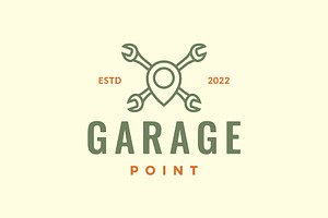 Garage Point Map Wrench Tools Logo