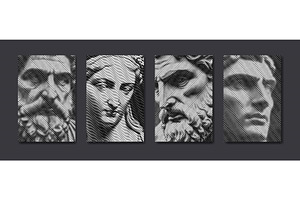 Antique Greek Statues In Engraved