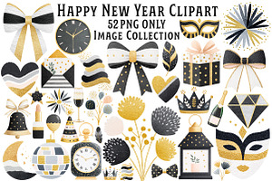 Black and Gold New Year 2026 Clipart, an Illustration by Dream Creation