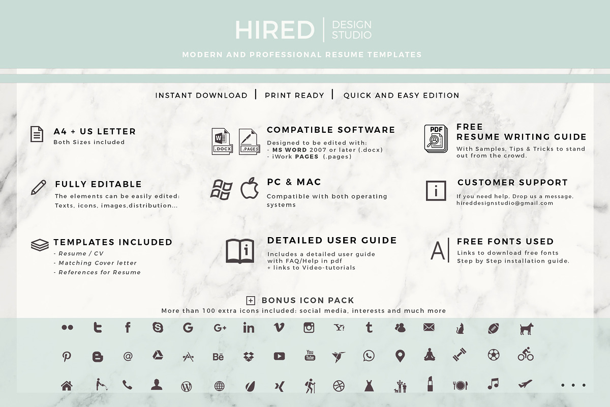 Creative Resume Example, CV Cover L., a Resume Template by HIRED Design Studio (Photo 9 of 19)