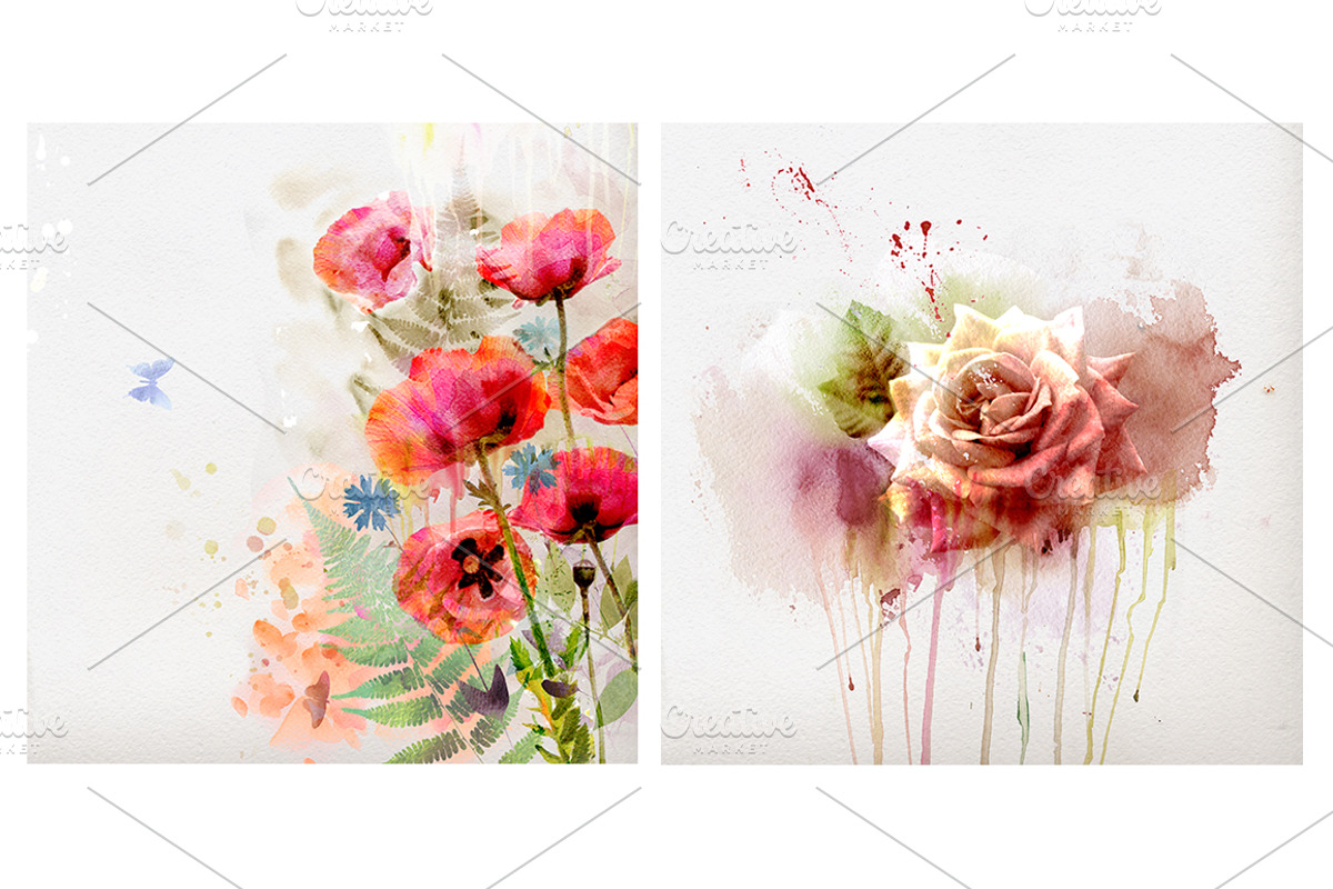 10 Floral watercolor posters, a Decorative Illustration by Anna Guz's Store (Photo 3 of 12)