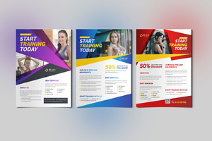 Gym Fitness Flyer Design Bundle, a Flyer Template by VectStock