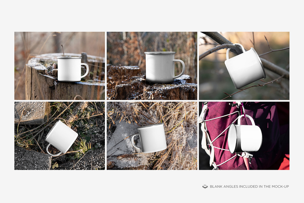 Enamel Mug on Scenes Mock-up, a Cups & Container Mockup by Branda Keeps (Photo 3 of 16)
