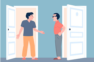 Neighbors conflict. Men loud, a Person Illustration by LadadikArt
