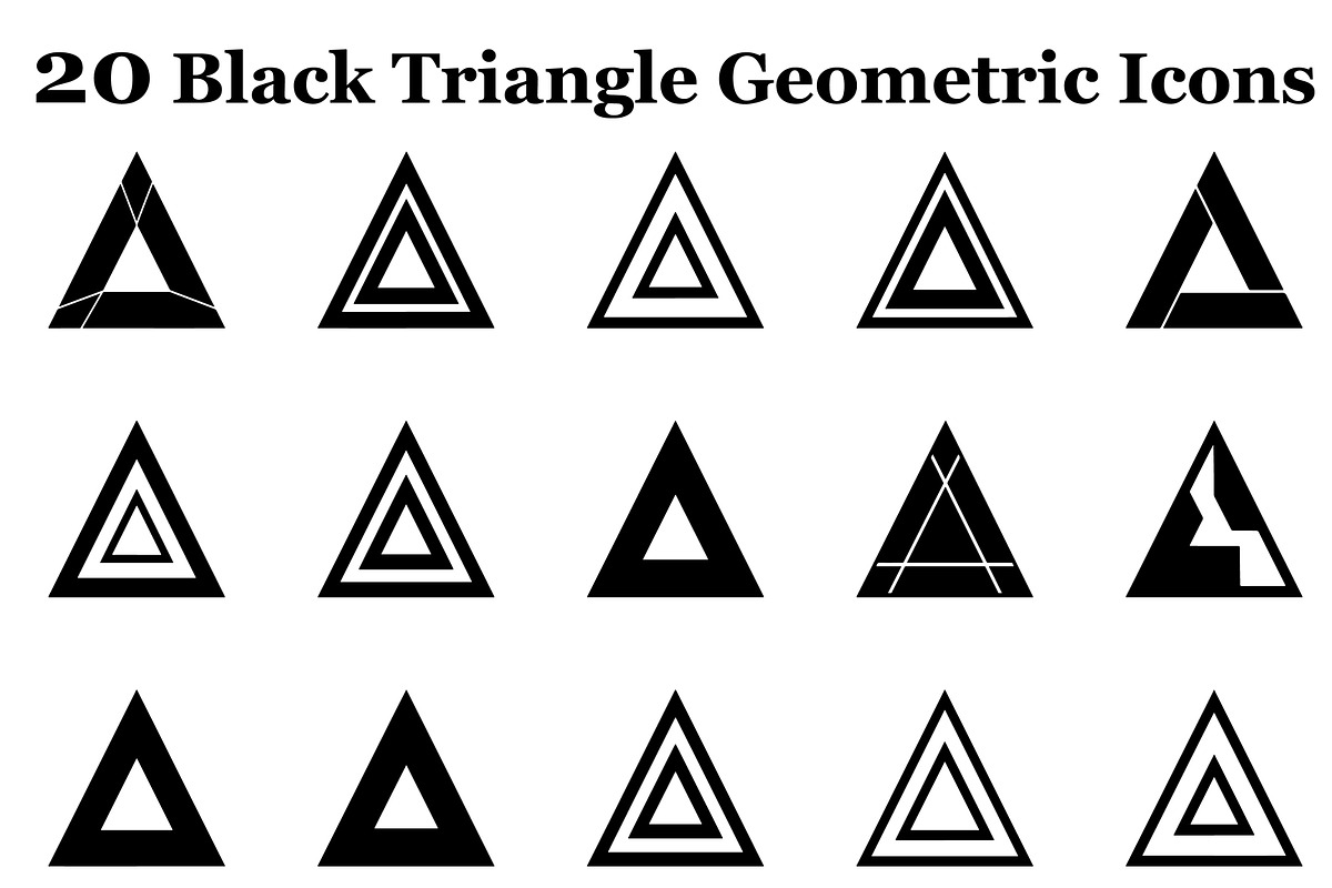 20 Black Triangle Geometric Icons, an Icon by Gfx_Store (Photo 1 of 10)