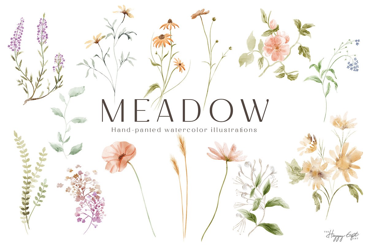 Wild floral illustrations - Meadow, an Illustration by TheHappyGiftArt (Photo 2 of 8)