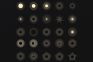 Sunburst, Sun, Moon & Stars Vectors