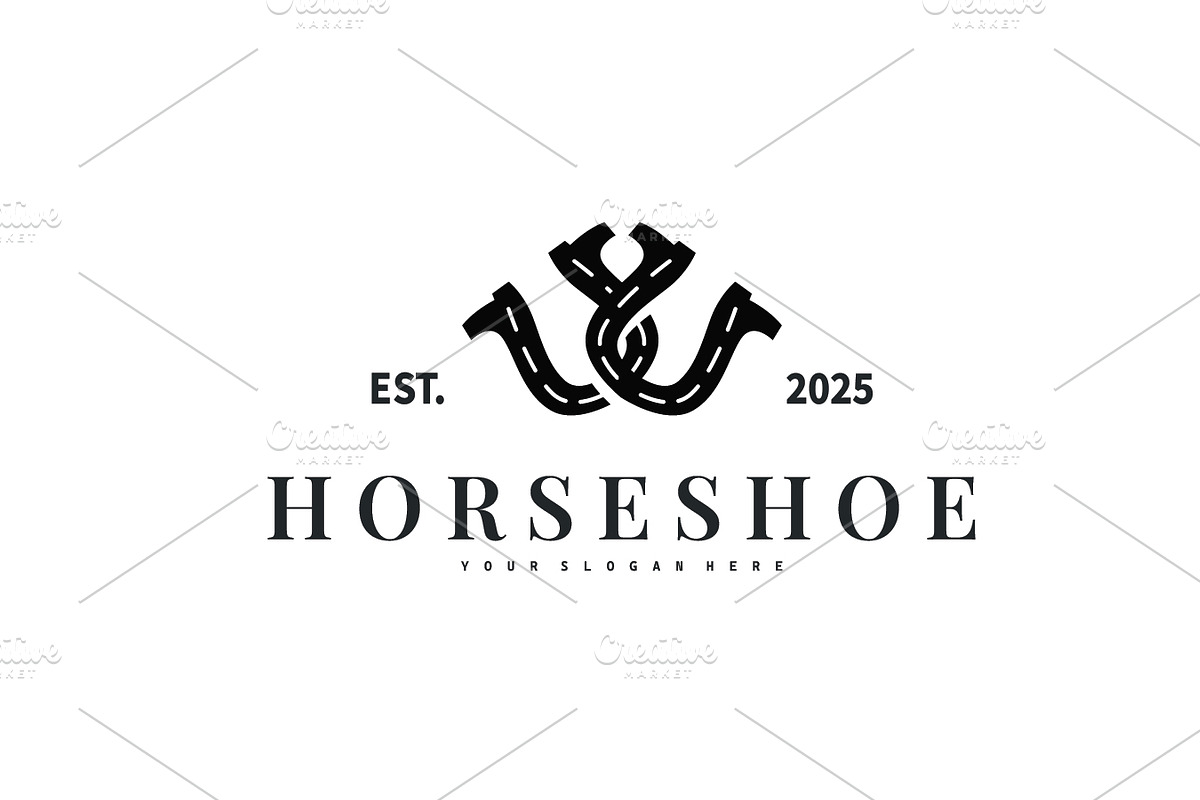 Horseshoe logo with minimalist black, a Branding & Logo Template by Maylianaw28