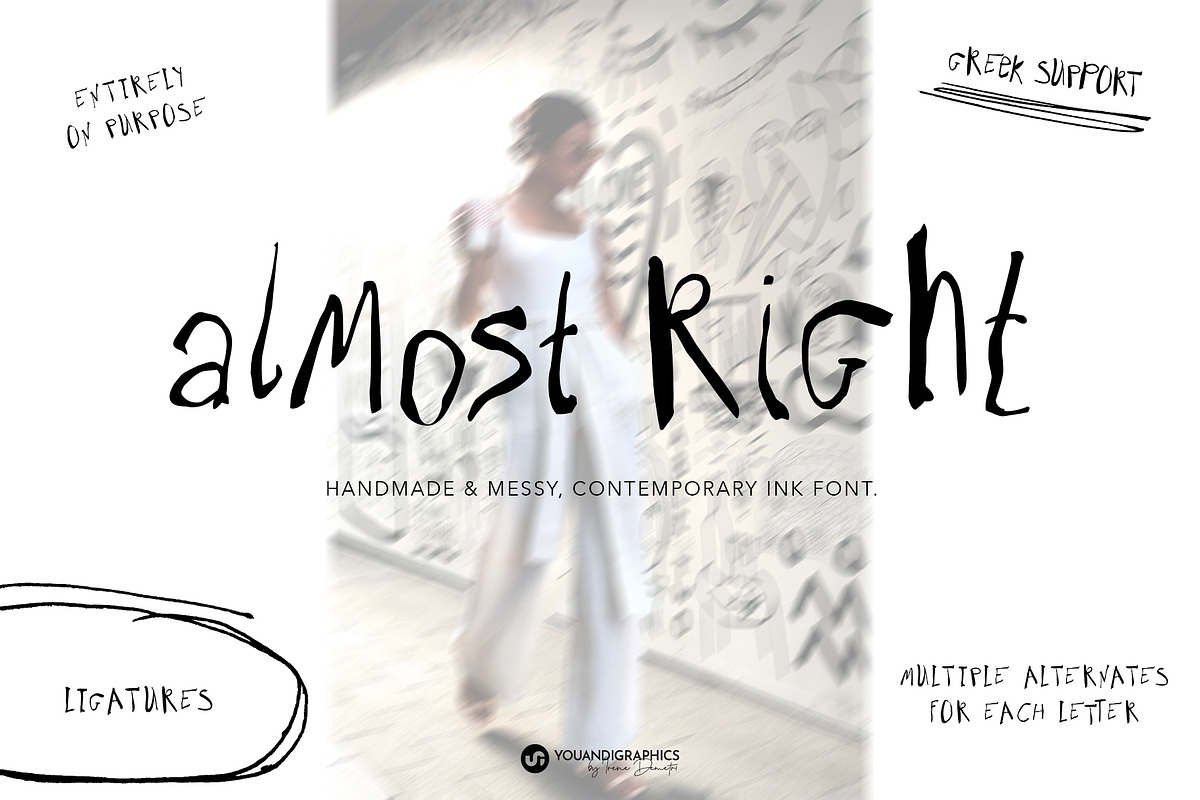 Almost Right Contemporary Ink Font, a Handwritten Font by Youandigraphics (Photo 1 of 13)