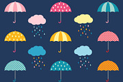 Colorful umbrellas with rain clouds, a Seasonal Illustration by Pravokrugulnik (Thumbnail 2 of 2)