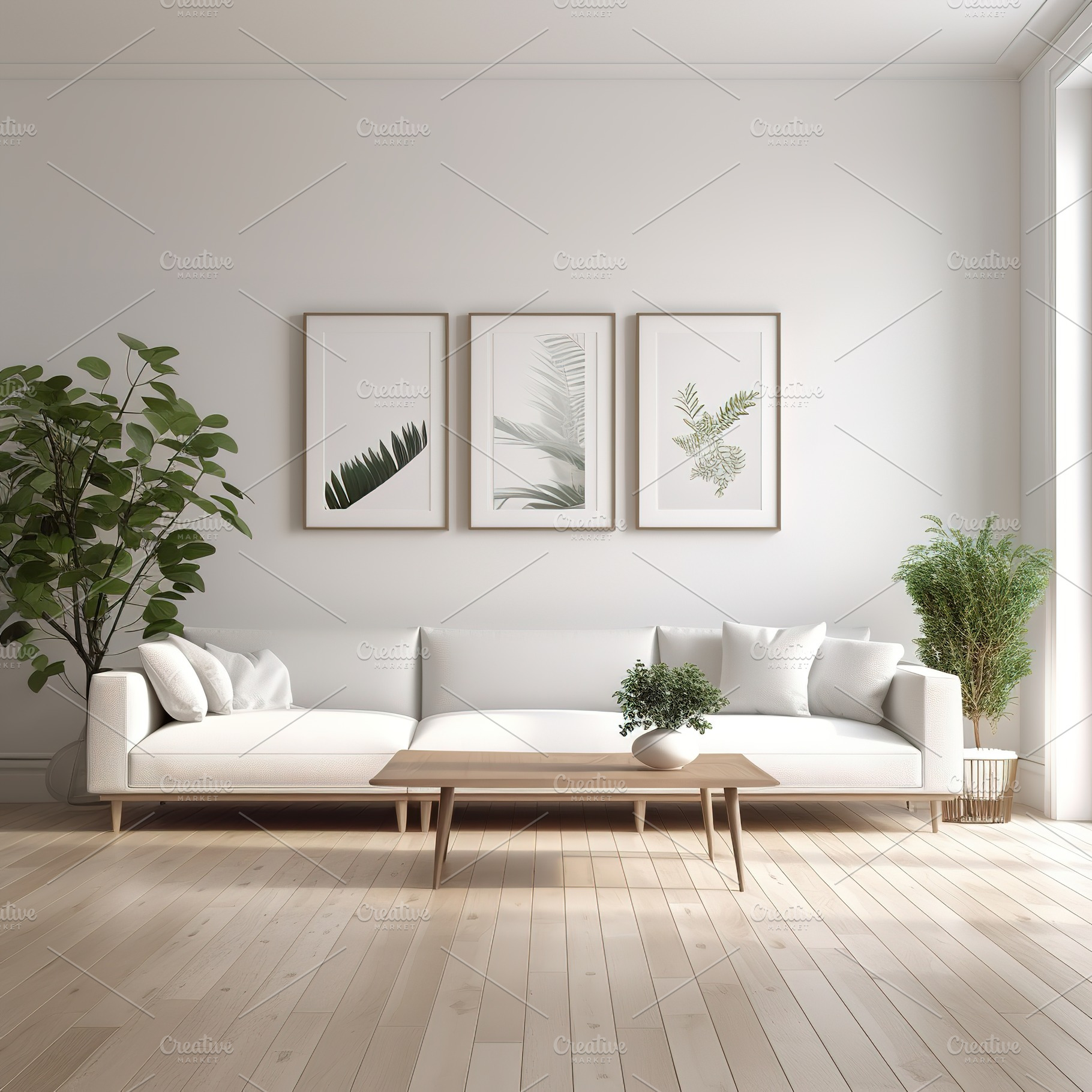 mockup living room whit frames, an Architecture Photo by Virgo Studio
